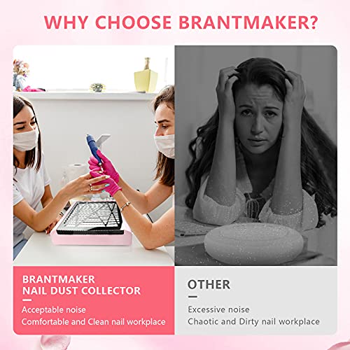 Nail Dust Collector with Brush and 2 Reusable Filters, 60W Vacuum Dust Fan for Acrylic Nails (pink)