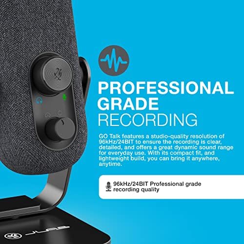 JLab, Go Talk, USB-C Microphone, Cardioid Omnidirectional, Plug and Play, Black