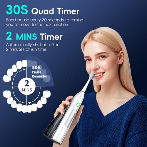 Electric Toothbrush with Water Flosser Combo, 3 Sonic Cleaning Modes, 5 Flossing Speeds, 4 Brush Heads, Portable Flossing Toothbrush for Adults Teeth Cleaning for Plaque Removal