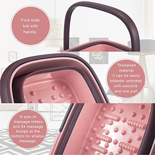 Collapsible Soak Tub with Handle For Foot Spa, Pedicure, Foot Soak Bath 15L/4 Gallons Massager Basin for Dry Cracked Feet, Home Spa Treatment