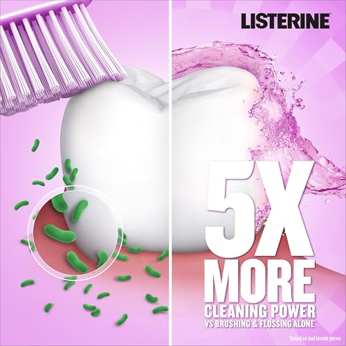 Listerine Total Care Alcohol-Free Anticavity Mouthwash, 6 Benefit Fluoride Mouthwash for Bad Breath and Enamel Strength, Fresh Mint Flavor, Twin Convenience Pack, 2 x 1 L