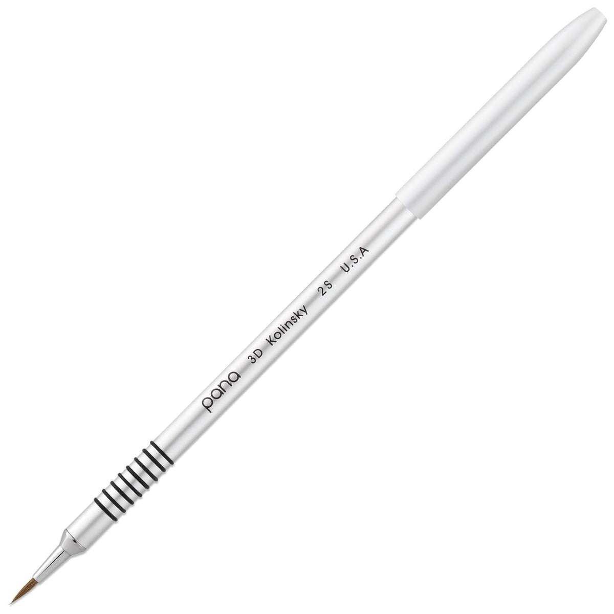 PANA 3D Kolinsky Acrylic Nail Art Sculpture Brush with Silver Metal Non-Slip Grip Handle for Manicures 3D Nail Art Flower Designs (Size #2)
