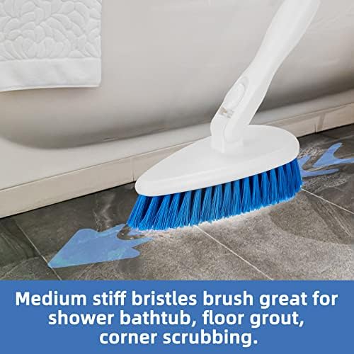 Qaestfy Shower Scrubber Cleaning Brush Combo Bath Tub Tile Cleaner Scrubber Brush with 51'' Adjustable Long Handle Scrub Brush for Bathroom Shower Bathtub Wall Mop Cleaning Scrubbing