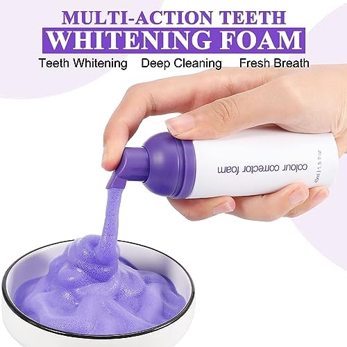 Purple Toothpaste for Teeth Whitening,Purple Teeth Whitening Kit,Tooth Stain Removal Colour Corrector,2PC