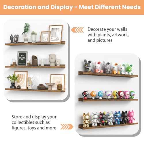 Floating Shelves for Wall Decor and Storage (6 Count)