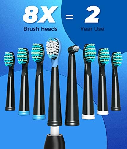 Sonic Electric Toothbrushes for Adults and Kids, 8 Brush Heads Electric Toothbrush with 40000 VPM Deep Clean 5 Modes, Rechargeable Fast Charge 4 Hours Last 30 Days