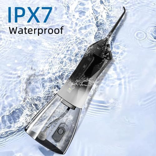 Water Dental Flosser Teeth Pick: Portable Cordless Oral Irrigator 320ML Rechargeable Travel Irrigation Cleaner with 5 Flossing Tips, IPX7 Waterproof Electric Flossing Machine for Teeth Cleaning