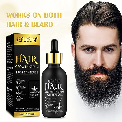 2PCS 5% Minoxidil Hair Growth Serum for Men & Women - Natural Hair Regrowth Oil, Nourishes Scalp & Moisturizes Hair - 4.04 oz