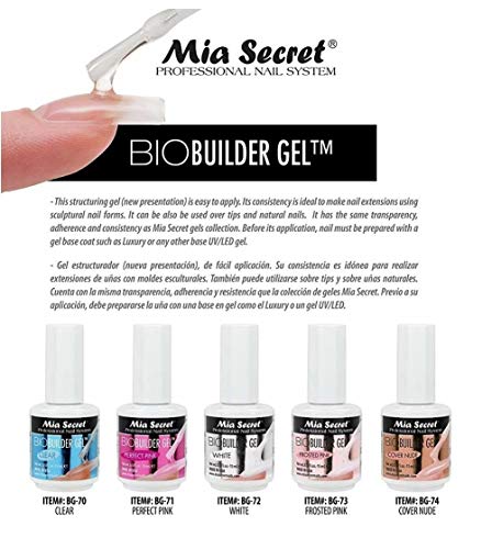 Mia Secret Professional Nail System BIO BUILDER GEL 0.5oz 5 COLOR SET! FROSTED PINK/CLEAR/PERFECT PINK/WHITE/COVER NUDE