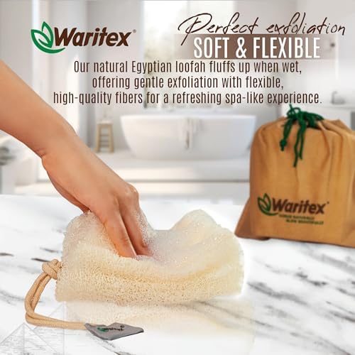 Premium Natural Egyptian Loofah Sponges, Made from 100% Natural Organic Material, Gentle Skin Exfoliation, and Full-Body Spa Experience – Eco-Friendly Loofah 2 Count (1 Pack)