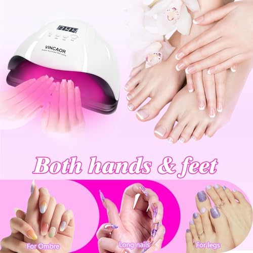 VINCAOR UV Light for Gel Nails, 180W Nail Dryer UV Nail Lamp, Nail Polish Light with 4 Timer Settings, 45 Beads, Polish Curing UV LED Dryer with Automatic Sensor（Purple Light