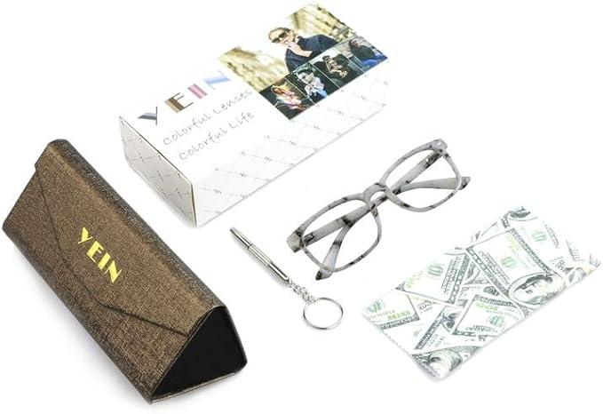 YEIN Bifocal Reading Glasses with Blue Light Blocking Lenses, Bifocal Reader for Women and Men, Vintage Square frame with Spring Hinge (+0.50/+2.75 magnification)
