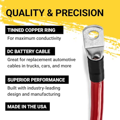 Spartan Power Battery Cable 15 Foot 4 Gauge AWG Wire Set 3/8" M10 Made in USA - color: 4 AWG-SET-3/8", size: 15-FT