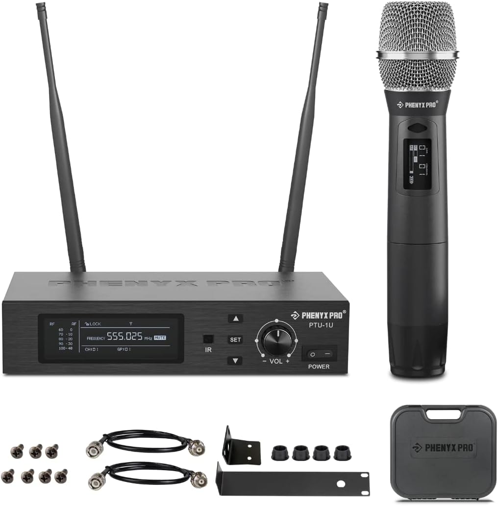 Phenyx Pro Single UHF True Diversity Auto Scan Wireless Mic System PTU-1U