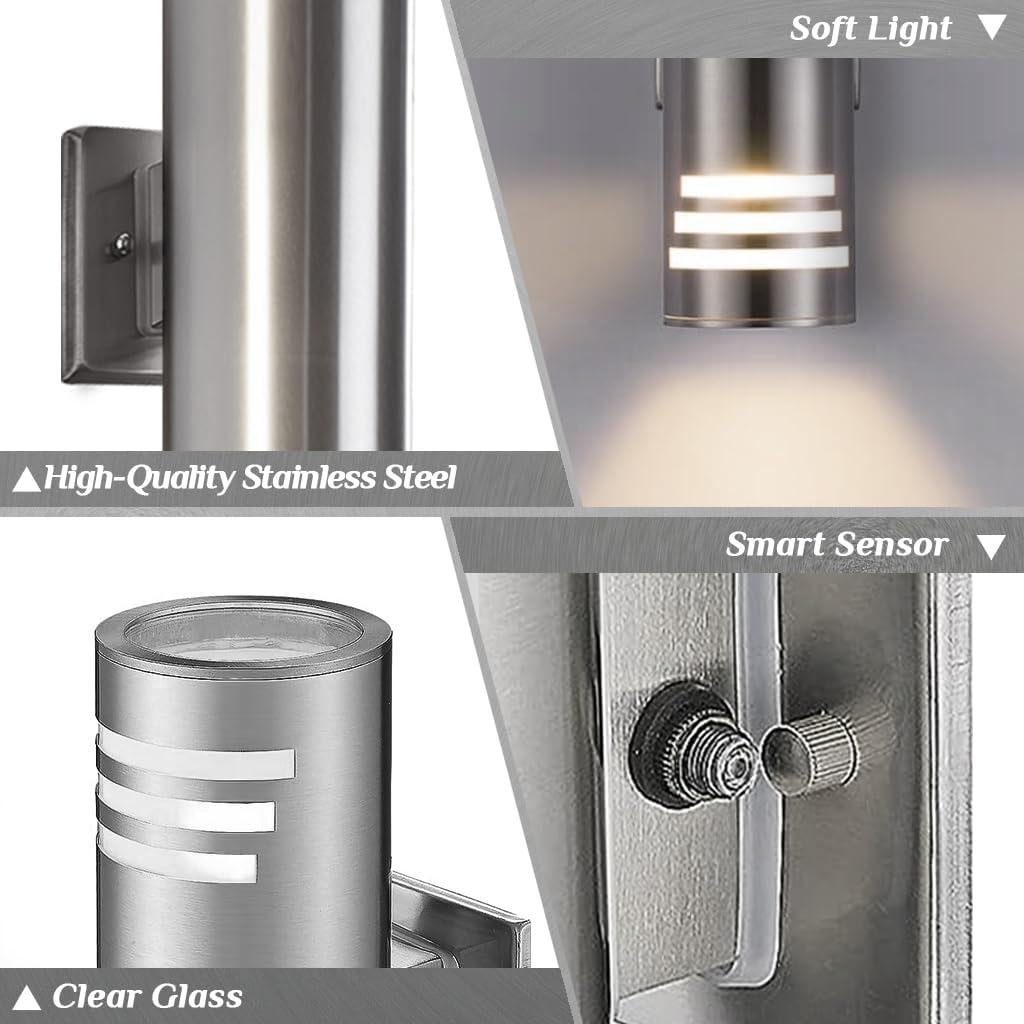 SHIMR Dusk to Dawn Outdoor Wall Lights, Modern Up and Down Sconce