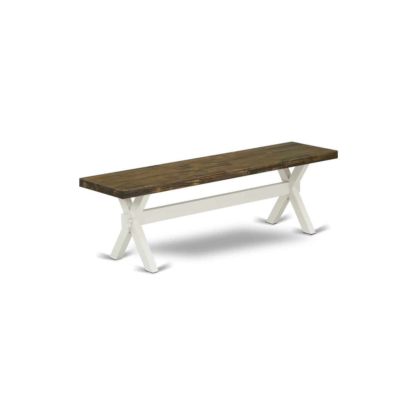 East West Furniture XB076 X-Style Mid Century Modern Dining Bench with Solid Wood Seat, 60x15x18 Inch, Multi-Color