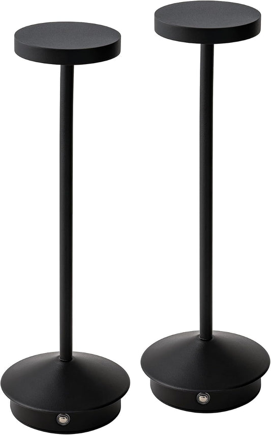 Orbit LED Cordless USB-C Re-Chargeable Desk Lamp, 5200mAh Battery Operated with 3 Color Temperature 2700K-3000K-3500K and Fingertip Touch On/Off Plus Dimming in Black (Pack of 2)
