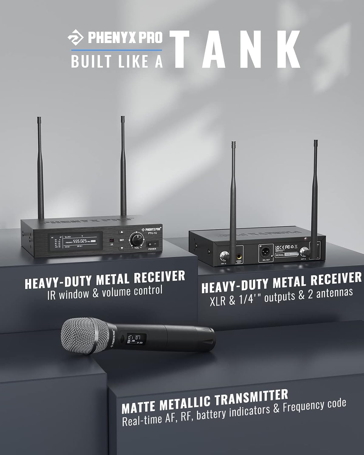 Phenyx Pro Single UHF True Diversity Auto Scan Wireless Mic System PTU-1U