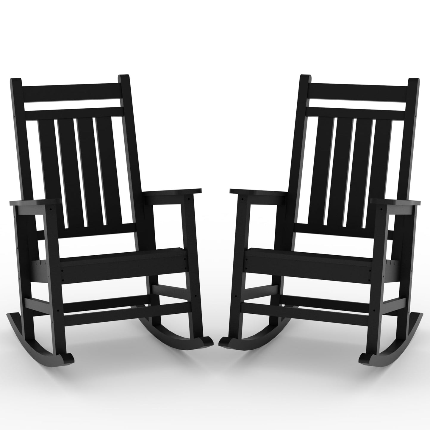 Outdoor HDPE Rocking Chairs Set of 2, HDPE Oversized Patio Rocking Chairs, All Weather Resistant Porch Rocker, Heavy Duty Front Plastic Rockers for Outside