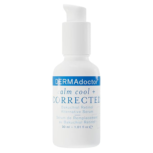 DERMAdoctor Calm Cool + Corrected Dermatologist Formulated Bakuchiol Retinol Alternative Serum for Sensitive Skin; Anti Aging Serum for Fine Lines, Wrinkles, Brightening and Pore Minimizing - 1.01 oz