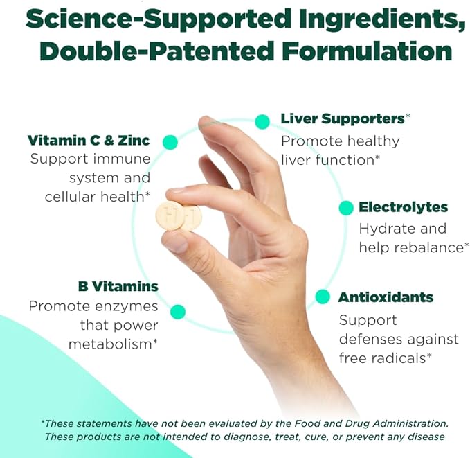 The Anytime You Drink Vitamin, Liver Health & Immunity Support with Electrolytes, Milk Thistle, and Vitamins B & C - 40 Chewable Tablets (20 Servings), Vegan, Lemonade
