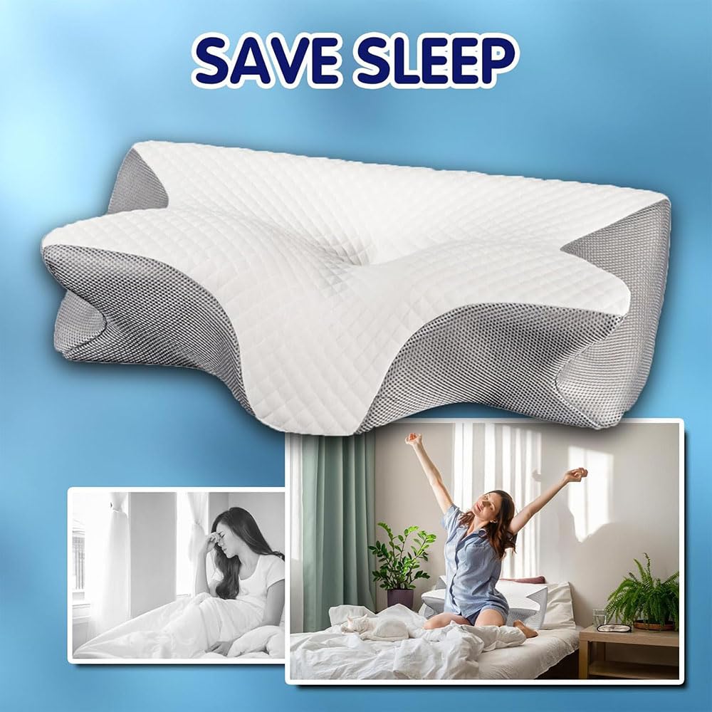 2025 Upgrade Neckhaven Pillow, Neckhaven Pillow Hospitality Collection, Neck Haven Pillows, Ergonomic Memory Foam Cervical Neck Pillow for Sleeping, for Back Stomach Side Sleeper (Grey)
