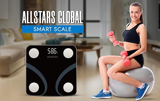 Smart Weight Scale, Monitors 12 Body Metrics Including BMI and Body Fat with Smart Phone APP, 396 Lbs, Black