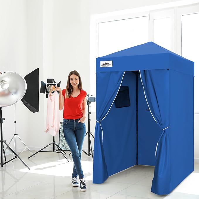 EAGLE PEAK Flex Ultra Compact 4x4 Pop-up Canopy, Sun Shelter, Changing Room, Portable Privacy Canopy Cabana for Pool, Fashion Photoshoots, or Camping, 4x4 ft, Blue