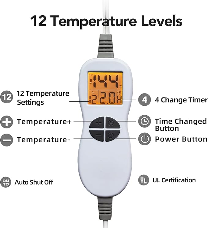 Ambershine 19''x24'' Weighted Neck & Shoulder Heating Pad, 2.5lbs with 12 Temperature Settings& 4 Auto-Off Timers, Pain Relief for Neck/Shoulder/Back, Christmas Gifts for Women Men Mom Dad(Light Tan)