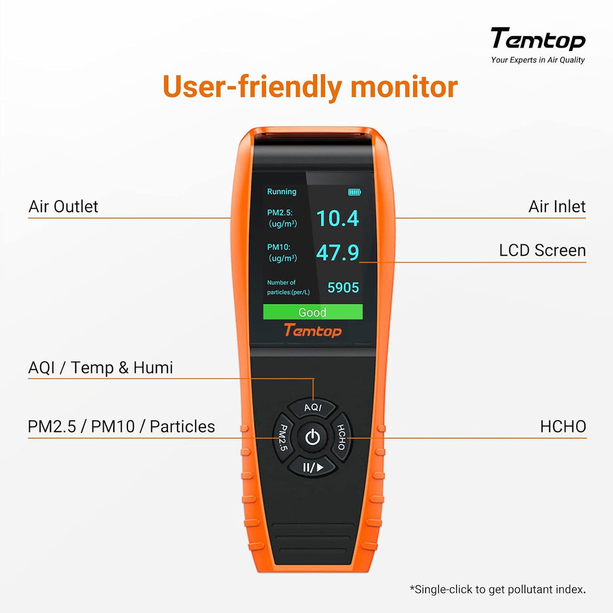 Temtop LKC1000S 2nd Professional Air Quality Monitor & Particle Counter