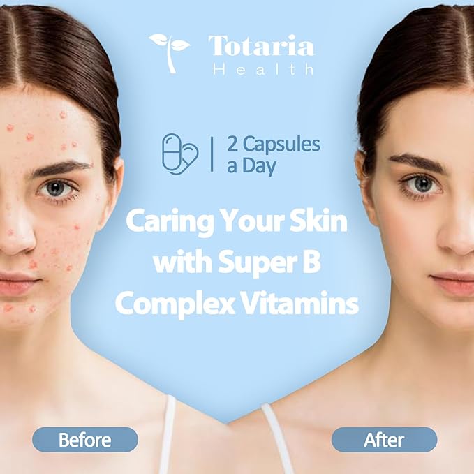 13-in-1 Vitamin B Complex Plus with Vitamin B1, B2, B3 (Niacin), B4, B5, B6, B7 (Biotin), B8 (Inositol), B9 (Folate), B12, C, D3, K2 for Energy, Nerve, Immune, Skin - 120 Caps per Bottle - 2 Bottles