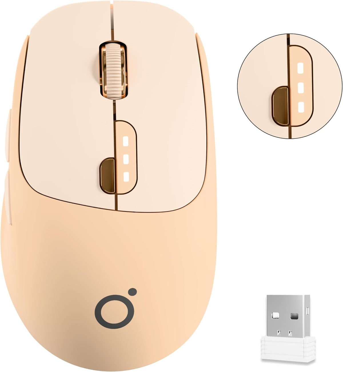 SEUNKWANG Dual-Mode Wireless Mouse with Visible Battery Indicator, Silent Rechargeable Bluetooth & 2.4G Computer Mouse, 1600 DPI, One-Click Desktop Privacy Key, Portable Mice for Laptop/PC/Mac - Pink