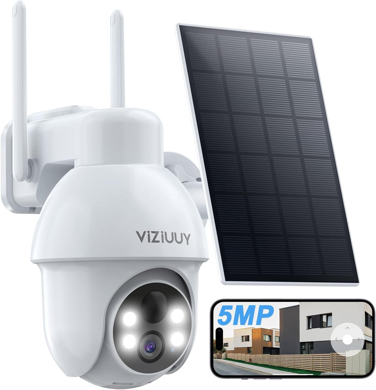 VIZIUUY 3K/5MP Solar Security Cameras Wireless Outdoor, 360°Pan and Tilt