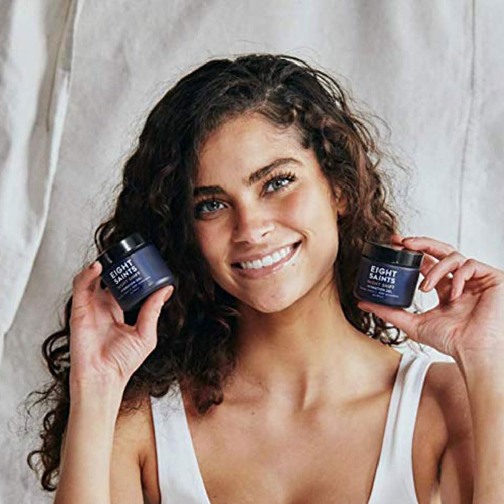 Eight Saints Night Shift Anti-Aging Gel Face Moisturizer, Natural and Organic Anti Wrinkle Night Cream Gel For Face To Reduce Fine Lines and Wrinkles, 2 Ounces