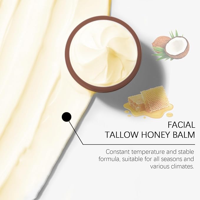 Whipped Beef Tallow and Honey Balm,Beef Tallow for Skin,Tallow Face Moisturizer,Tallow and Honey Balm,Grass Fed Grass Finished Face Cream 2pcs
