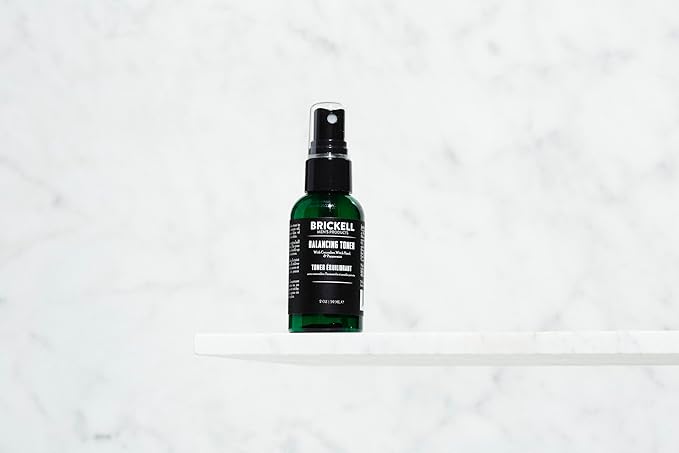 Brickell Men's Balancing Toner for Men, Natural and Organic Alcohol-Free Cucumber, Mint Facial Toner with Witch Hazel, 2 Ounce, Scented