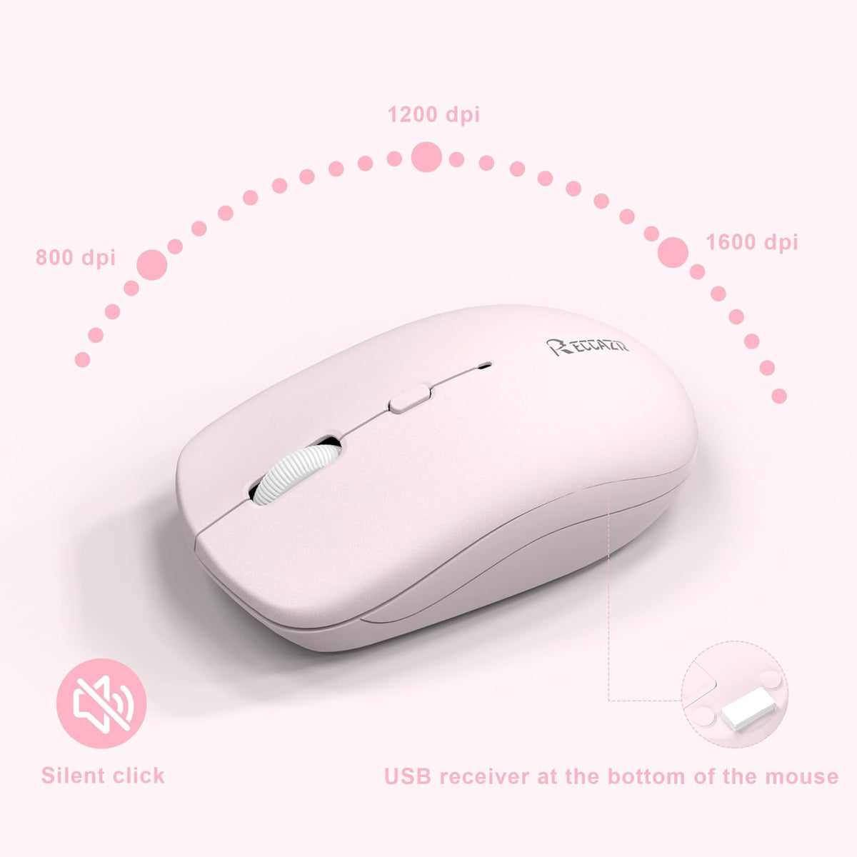 Wireless Keyboard and Mouse Combo Silent for Office and Home(Pink-B)