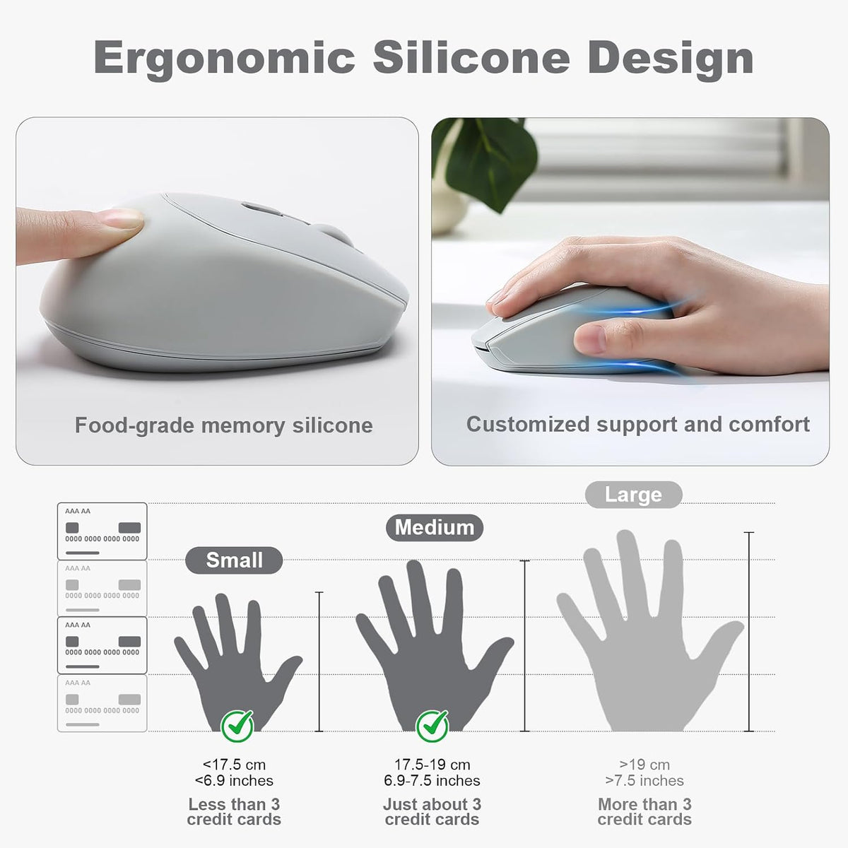 YUNZII C2 Silicone Wireless Mouse 1600 DPI Optical 2.4GHz (Gray)