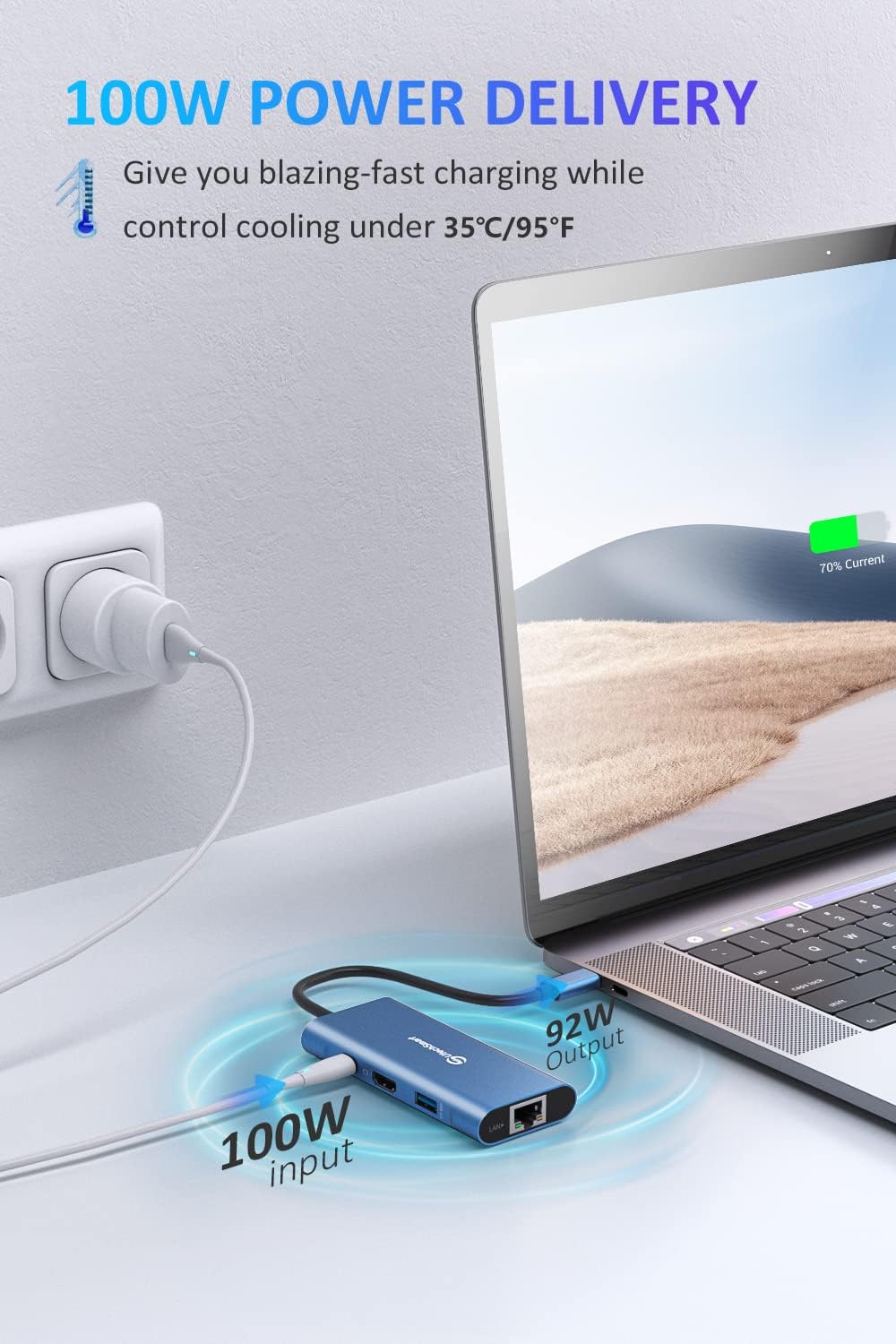UtechSmart USB C Hub 6 in 1 Multiport Adapter for MacBook Pro/Air