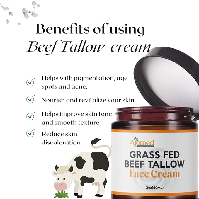 Tallow Face Moisturizer - Grass Fed Tallow for Skin Care- unscented Handmade Tallow face Cream- tallow balm Sensitive & Dry Skin (FRANKINCENSE)