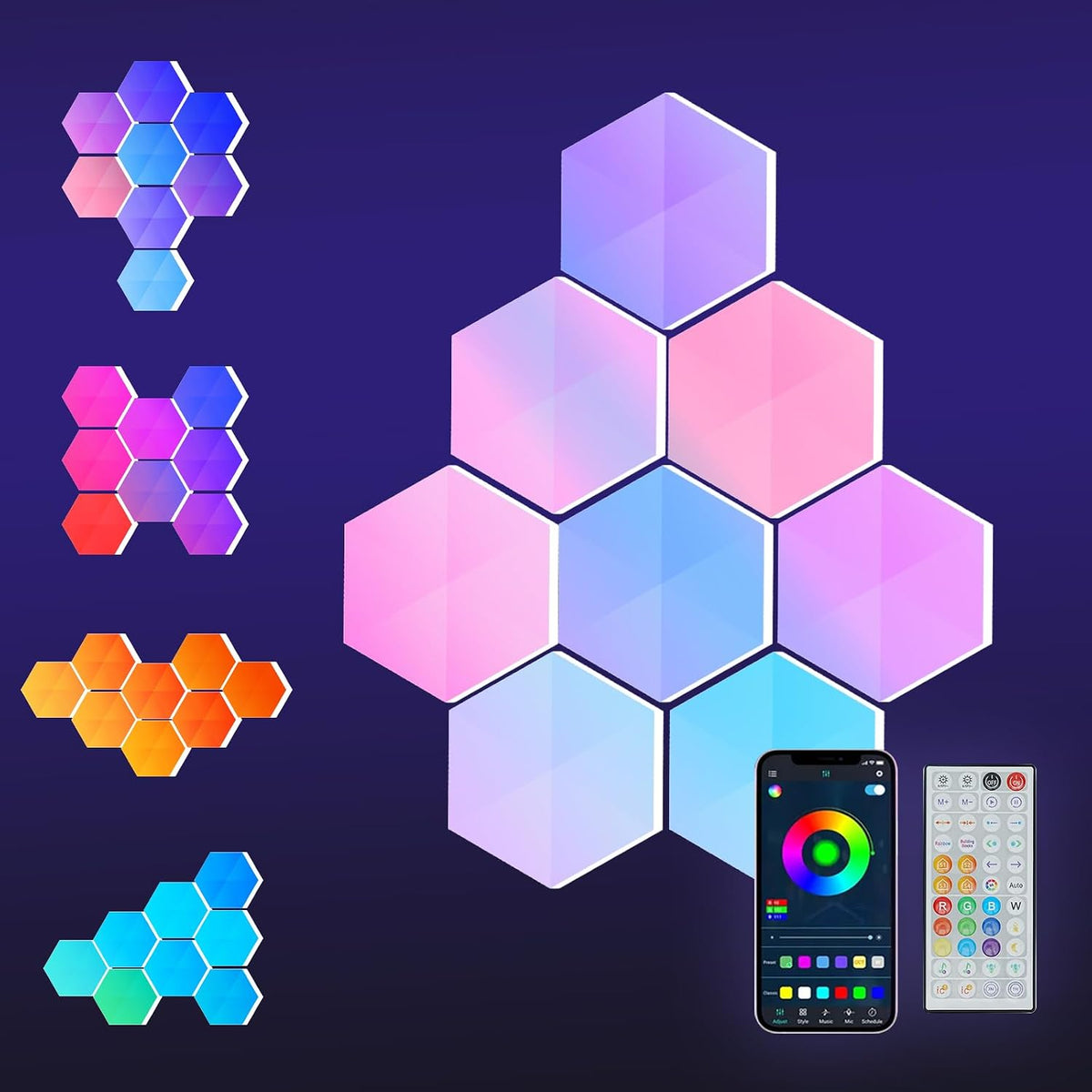 Hexagon LED Lights, 8 Pack with App and Remote Control
