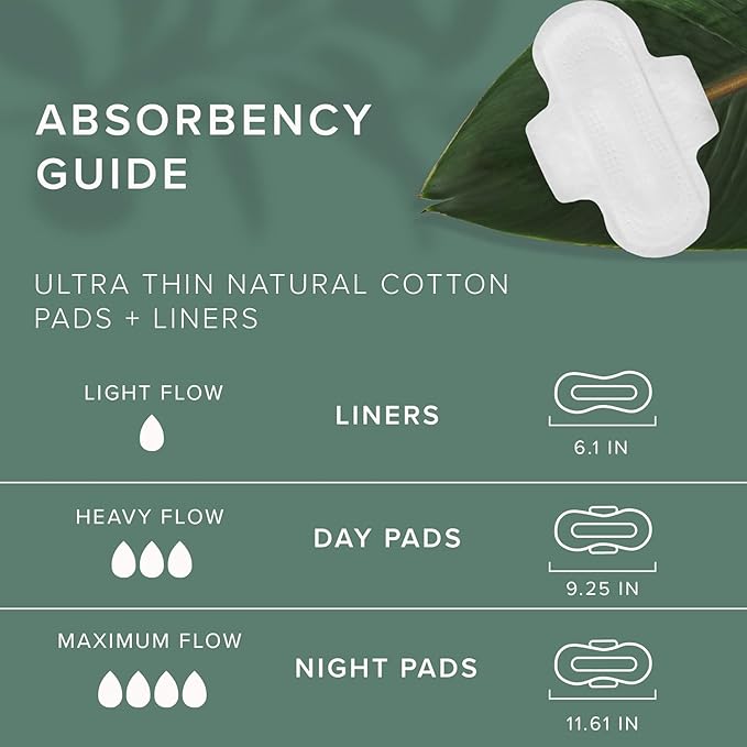 Veeda Natural Cotton Day Pads for Women - Heavy Flow Absorbent Ultra-Thin Feminine Pad with Wings - Hypoallergenic Period pad - Unscented & Chlorine free Sanitary Napkins - 56 Count