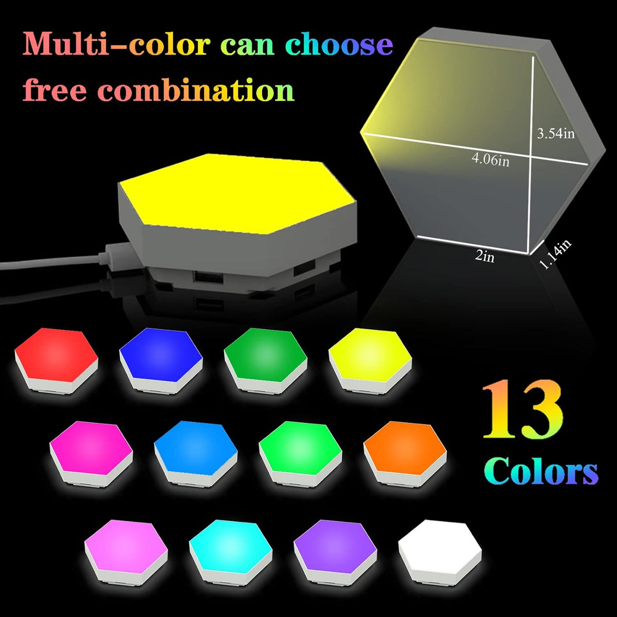YXQUA Hexagonal Wall Light Modular Touch Sensitive Lights Creative Geometry Assembly LED Hexagon Lights Suitable for Iving Room,Bedrooms,DIY Lovers, Gifts (6 Pack)