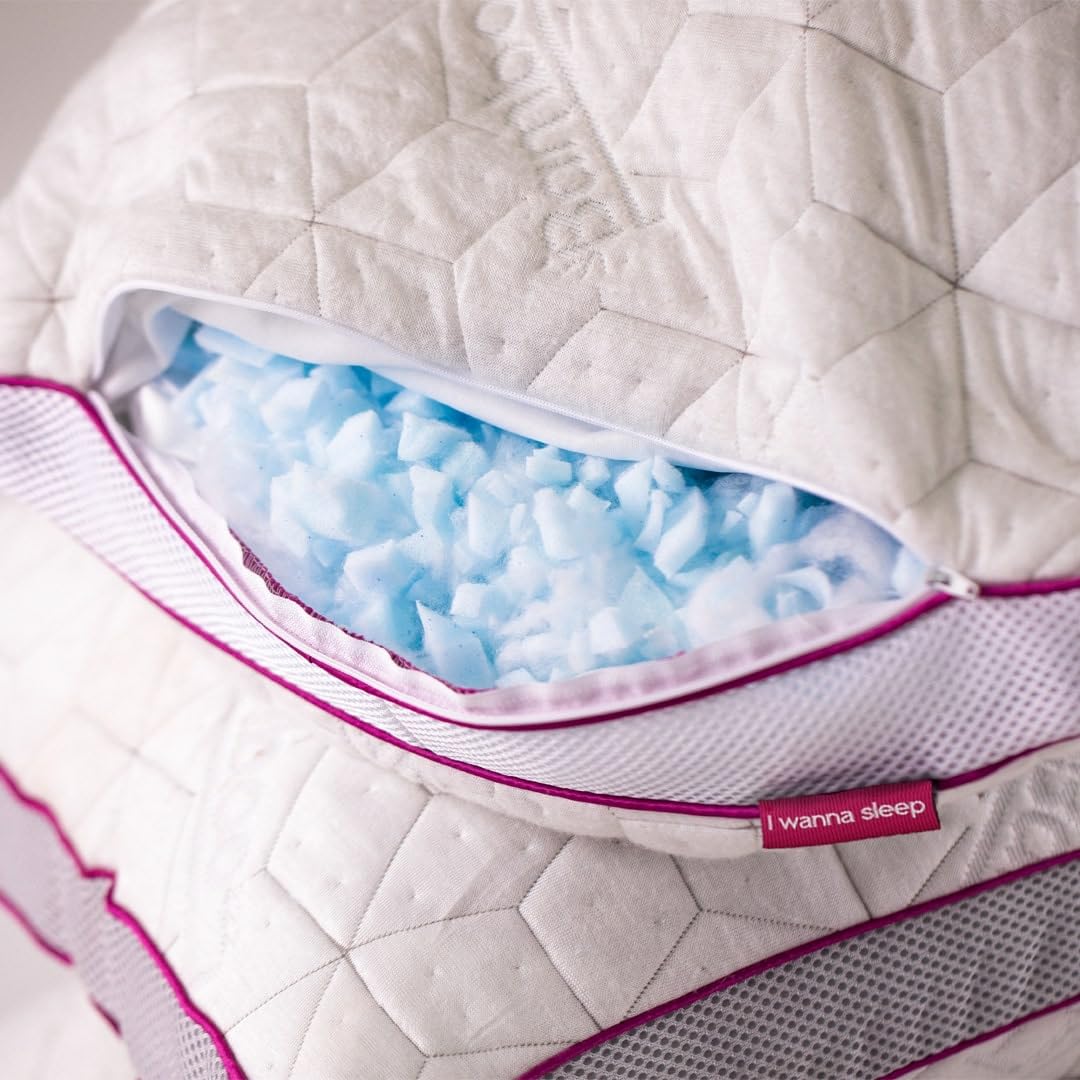IWS I WANNA SLEEP Adjustable Cooling Pillow, Neck Support, Queen Size Bed Pillows for Sleeping, Gel Cross Cut Memory Foam, Side Sleepers, Snow® Pillow