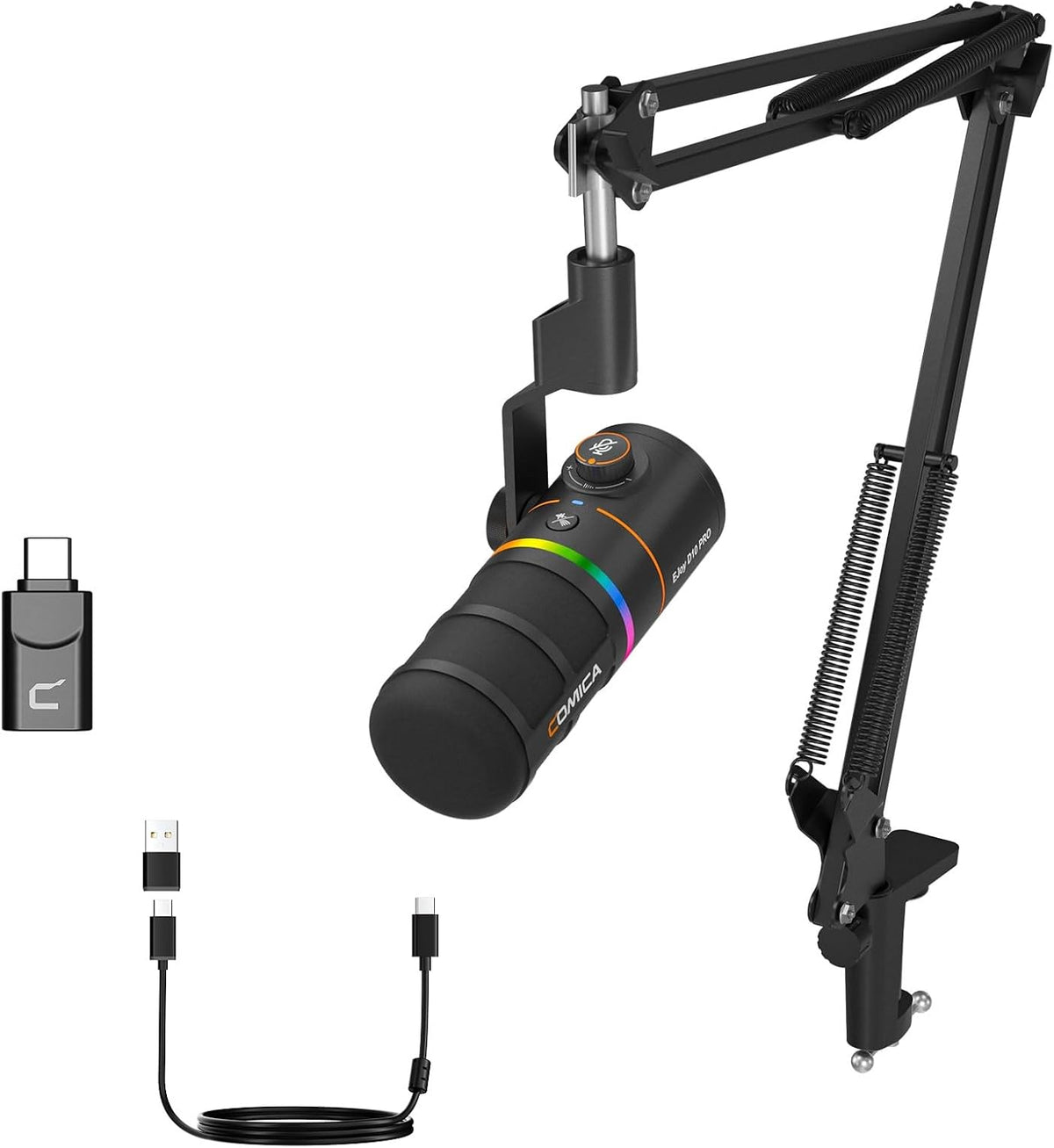 COMICA EJoy D10 Pro XLR/USB-C Gaming Microphone for Podcasting Recording,Wired/Wireless Dynamic Computer Mic for Desktop with Boom Arm,Mute,Noise Reduction,Gain,for PC,PS4,PS5,Live Streaming,YouTube