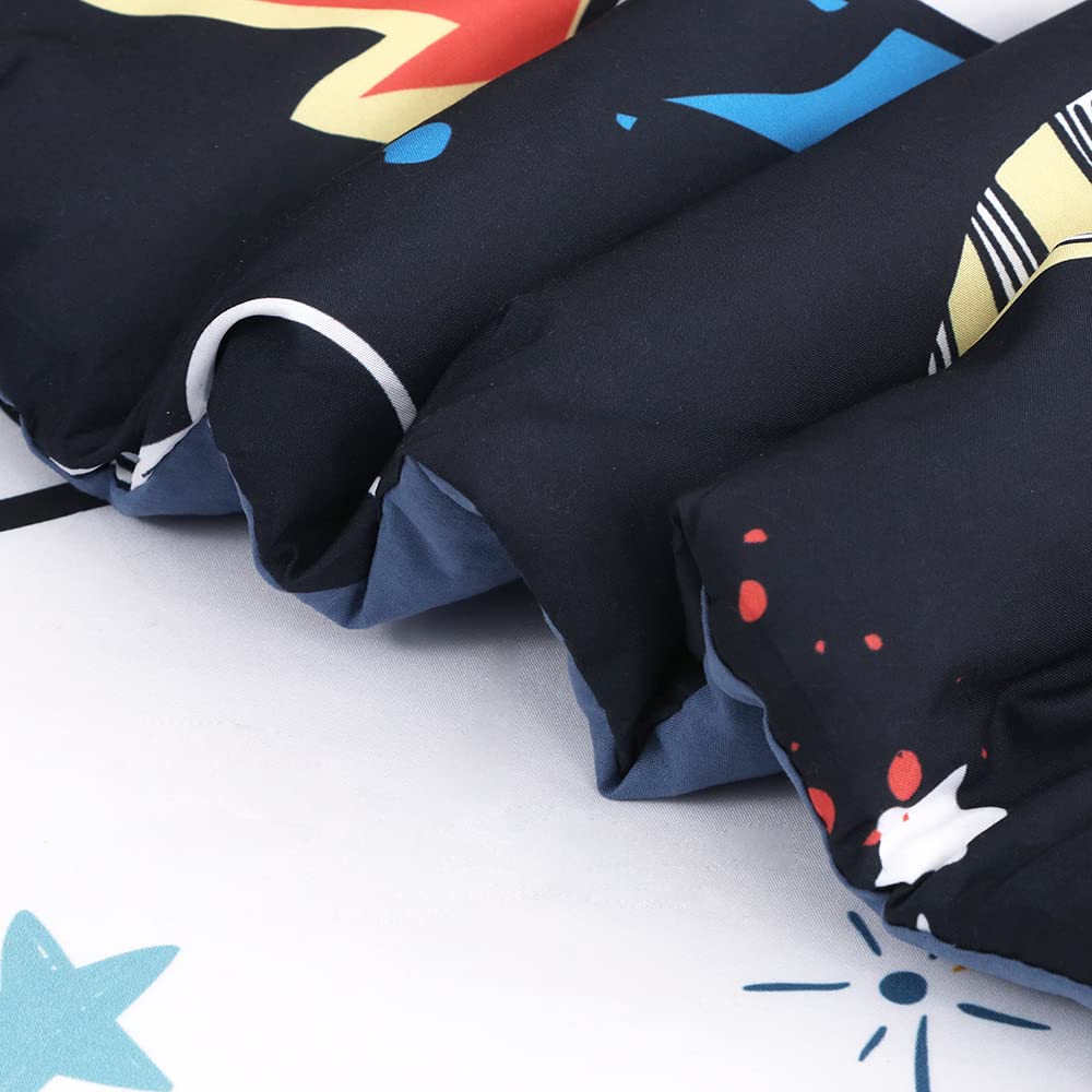 Wajade Kids Space Comforter Set Bed in A Bag Full Size 7 Piece 3D Space Rocket Planets Bedding Set for Teens Boys Girls (1 Comforter, 1 Flat Sheet, 1 Fitted Sheet, 2 Pillowcase and 2 Pillow Sham)