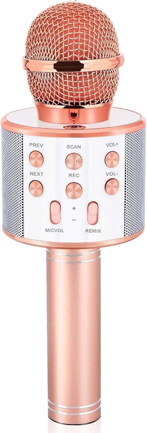 Toys for Girls Age 5-12, Wireless Bluetooth Karaoke Microphone for Kids Popular Toys for 5 6 7 8 9 10 11 12 Year Olds Girls Boys Best Gifts for 5-12 Year Olds Girl Boy Teen - Champagne