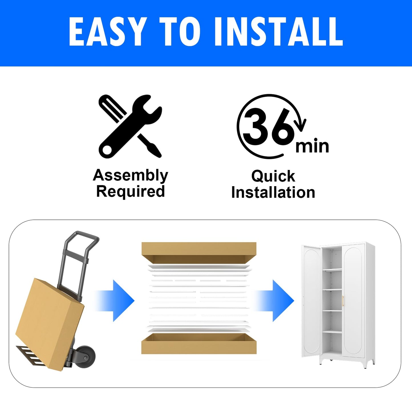 Polup Metal Storage Cabinet with Doors and Shelves, 71 Inch Tall Kitchen Pantry Cabinet, Pantry Cabinets for Kitchen Storage, Freestanding Cupboard for Living, Dining Room, White, Assembly Required