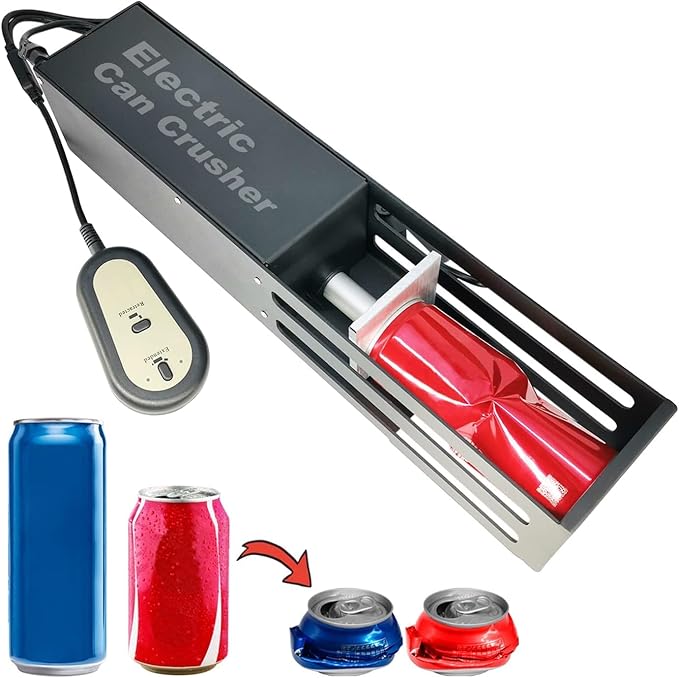 Electric Can Crusher, Automatic Can Crushers for Recycling 8oz 12oz & 16oz Cans, Electric Can Smasher for Recycling Aluminum Cans, Heavy-Duty Smasher for Aluminum Seltzer, Soda, Beer Cans