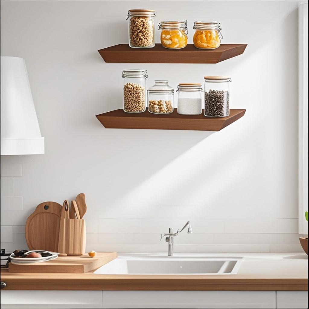 FANTERSI Floating Shelves for Wall Set of 3, Wall Shelves for Bedroom, Wood Shelves for Living Room, Bathroom, Room Decor (1, Brown)